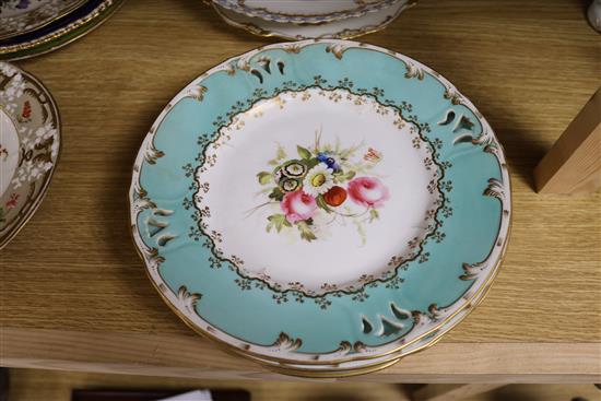 A small collection of decorative floral painted dessert dishes